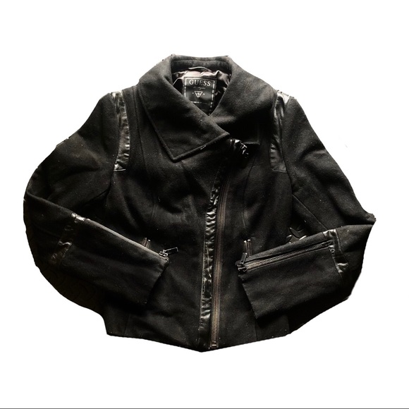 Guess Black Zippered Leather Jacket - Picture 1 of 4
